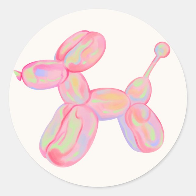 Pink farbenfroh Balloon Tier Runder Aufkleber (Vorderseite)