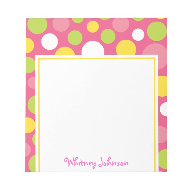 Pink farbenfroh Polka Dot Notepad Notizblock (Vorderseite)