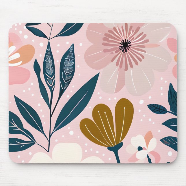 Pink farbenfrohe ästhetische Blumenmousepad Mousepad (Vorne)