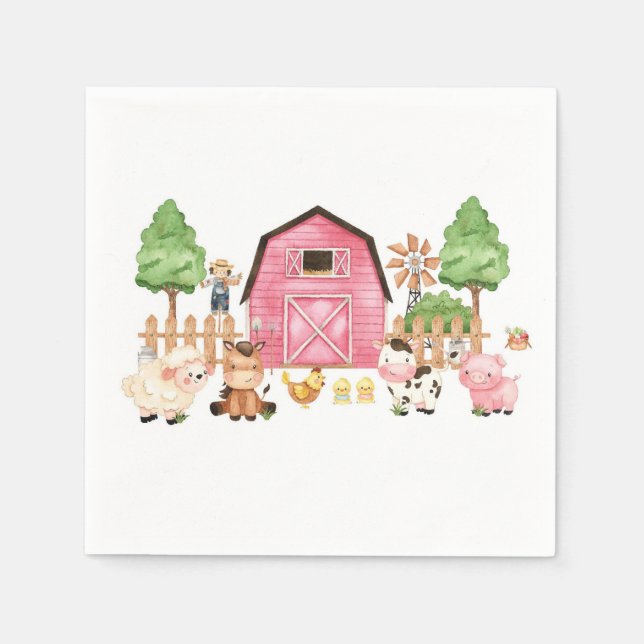 Pink Farm Animals Baby Dusche Serviette (Vorderseite)