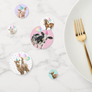 Pink Farm Barnyard Animals Confetti Geburtstagskin Konfetti