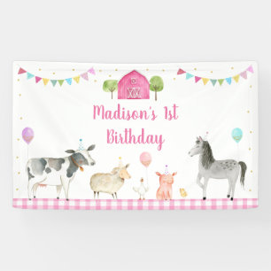Pink Farm Barnyard Geburtstag Banner