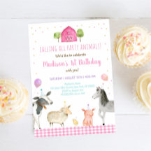 Pink Farm Birthday Party Animal