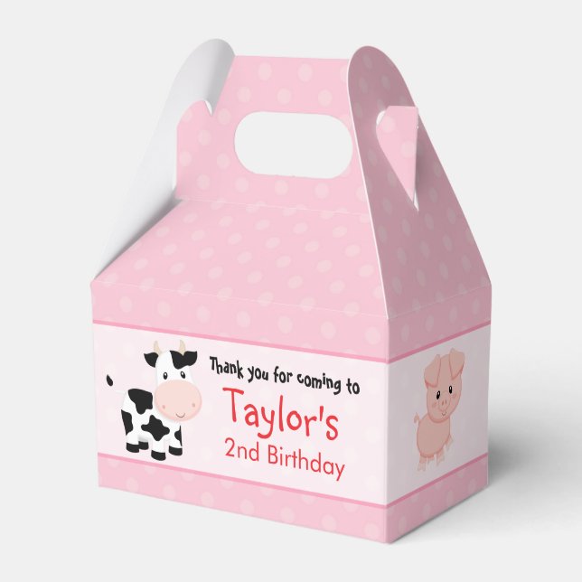 Pink Farm Birthday Party Fevor Box (Girl) Geschenkschachtel (Vorderseite)