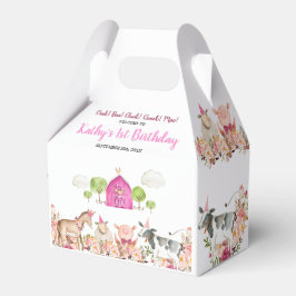 Pink Farm House Tiere Barnyard 1. Geburtstag Geschenkschachtel