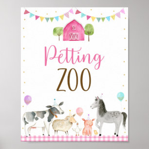 Pink Farm Petting Zoo Geburtstagszeichen Poster