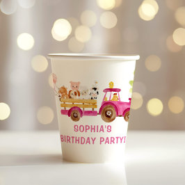 Pink Farm Tiere Geburtstagsparty Papier Tasse Pappbecher