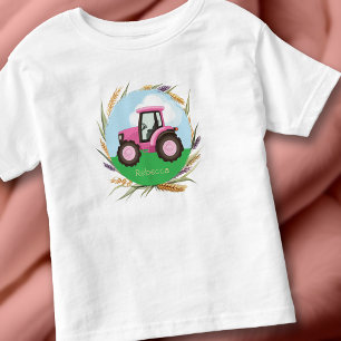 Pink Farm Traktor Girls Niedlich Personalisiert Kleinkind T-shirt