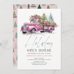 Pink Farm Truck Weihnachtsfeiertag Open House Einladung