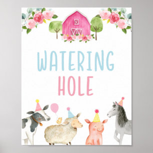 Pink Farm Watering Hole Geburtstagszeichen Poster