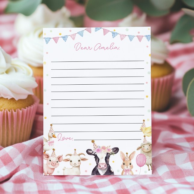 Pink Farmyard Time Capsule Note Card Dankeskarte (Von Creator hochgeladen)
