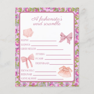 Pink Fashion Girl Geburtstag Word Scramble Activit