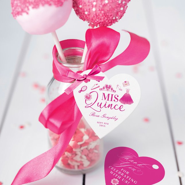 Pink Fashion Gown Wardrobe Quinceanera Thank You Geschenkanhänger (Pink Fashion Gown Wardrobe Quinceanera Thank You Favor Tags)