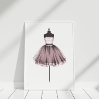 Pink Fashion Illustration Dress on Mannequin