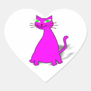 Pink Fat Cat Herz-Aufkleber