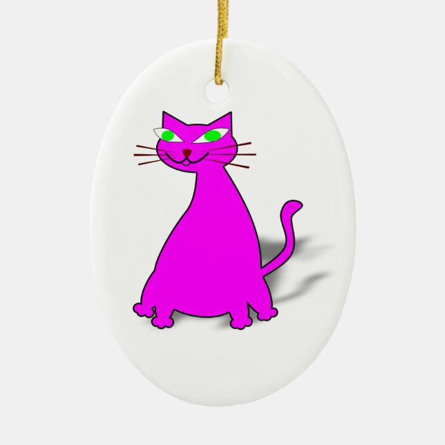 Pink Fat Cat Keramik Ornament (Vorne)