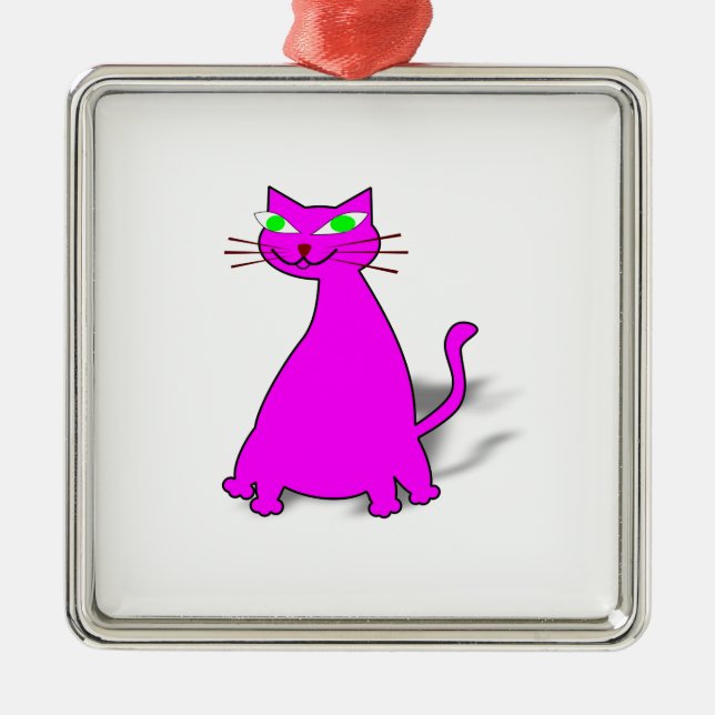 Pink Fat Cat Silbernes Ornament (Vorne)