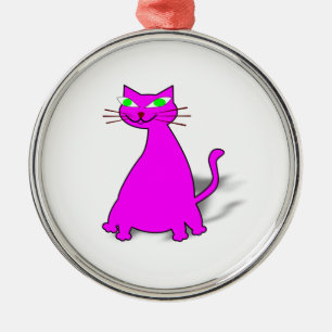 Pink Fat Cat Silbernes Ornament