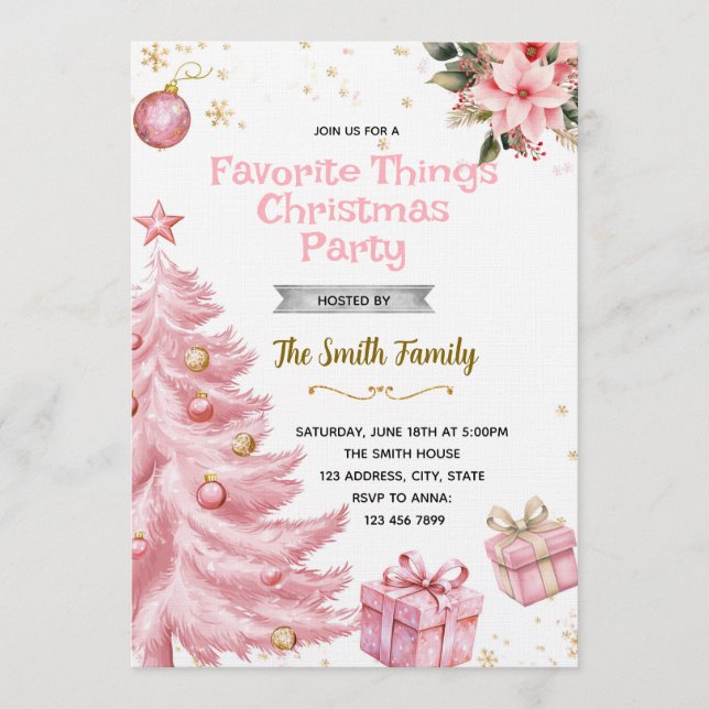 Pink Favorite Things Party Invitation Einladung (Vorderseite)