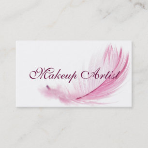 Pink Feather Makeup Artist Business Card Visitenkarte