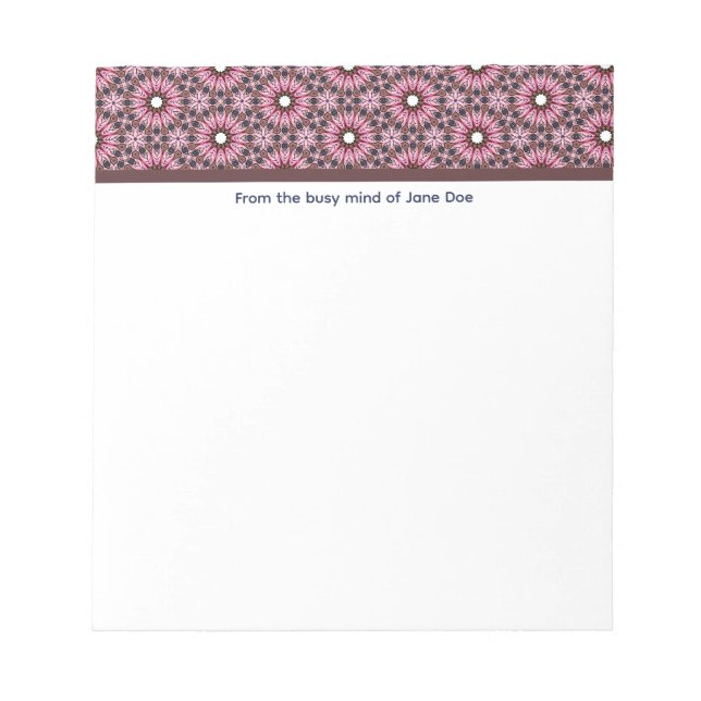 Pink Feather Mandala Boho Notizblock (Vorderseite)