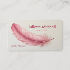 Pink Feather Minimalist Makeup Artist Visitenkarte