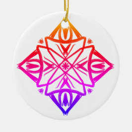 Pink Feathery Diamond Mandala #7 Keramik Ornament