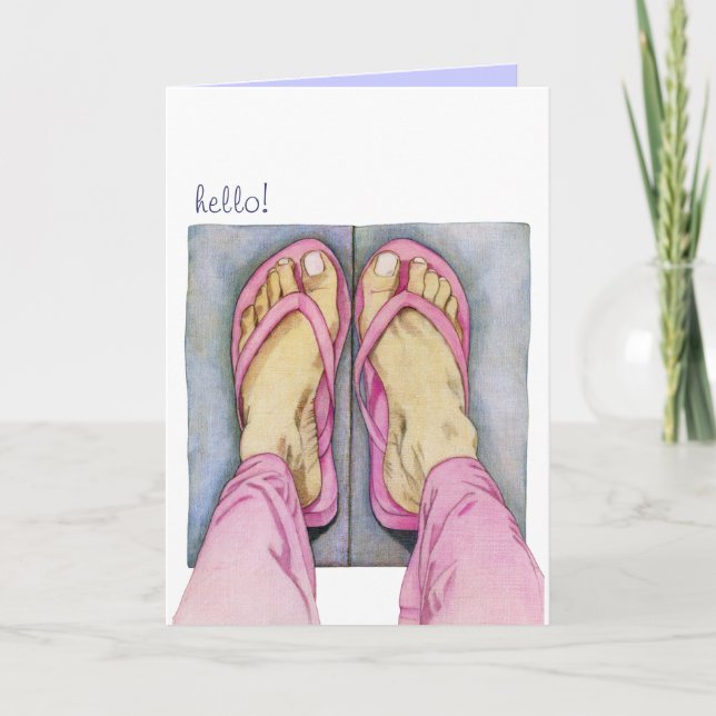 Pink Feet Hello Card Karte (Vorderseite)