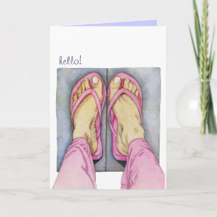 Pink Feet Hello Card Karte