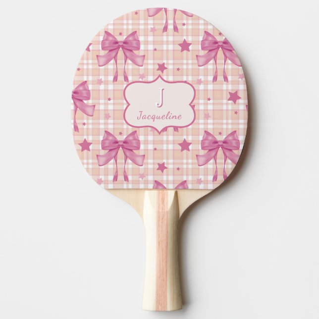 Pink Feminine Coquette Bows Tischtennis Schläger (Vorderseite)