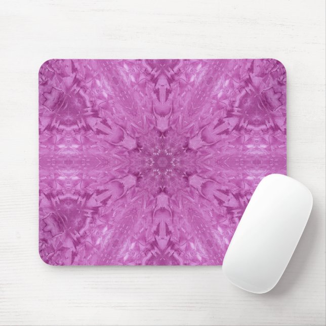 Pink Feminine Lace Kaleidoscope Snowflake Mousepad (Mit Mouse)