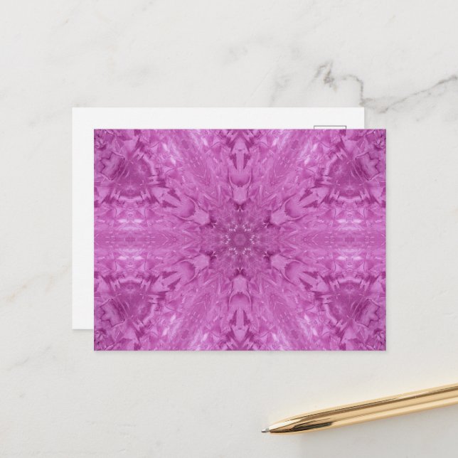 Pink Feminine Lace Kaleidoscope Snowflake Postkarte (Vorderseite/Rückseite Beispiel)