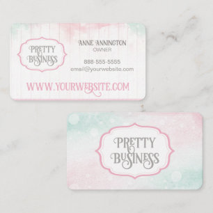 Pink Feminine Watercolor Business Card Visitenkarte