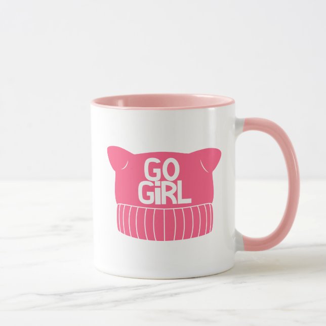 Pink Feminist Pussy Strick Hat Tasse (Rechts)