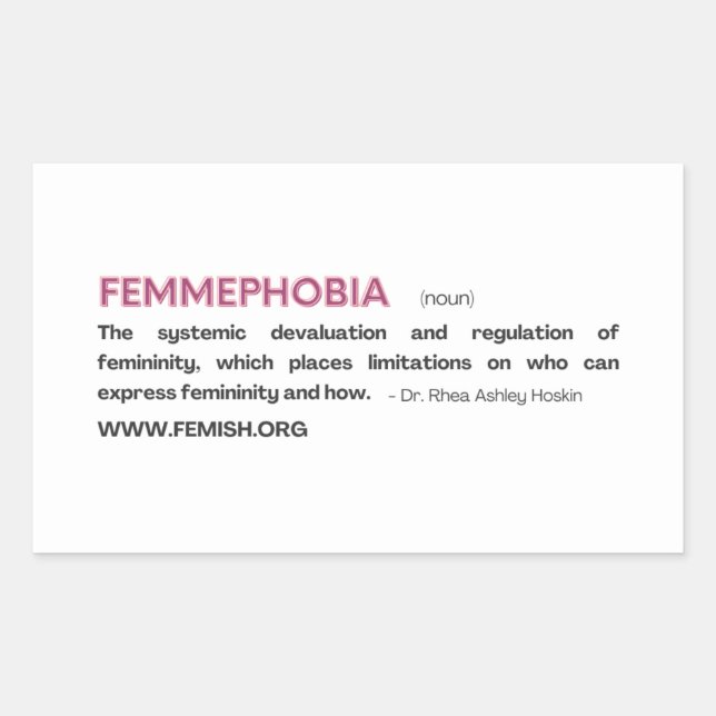 Pink FEMMEPHOBIA Aufkleber (Vorderseite)
