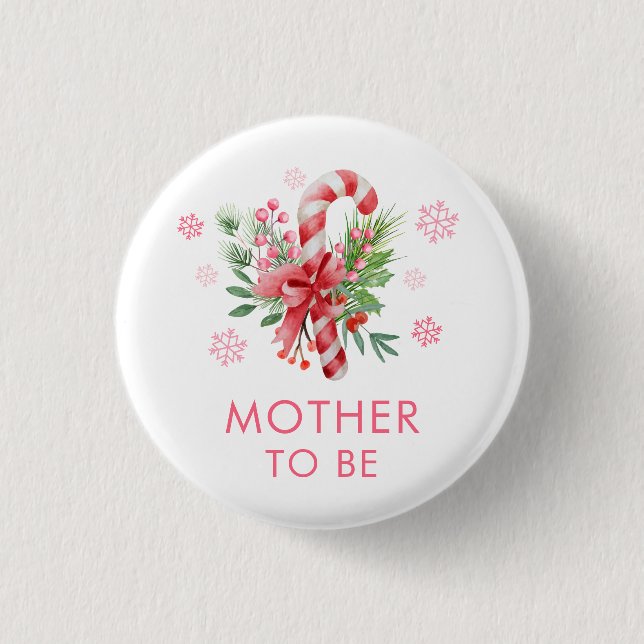 Pink Festive Candy Girl Mother To Be Baby Shower  Button (Vorderseite)