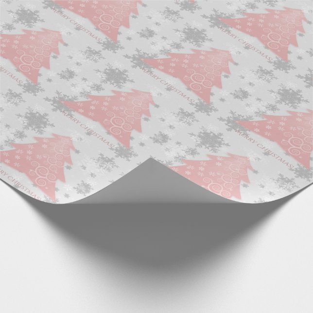 Pink festive Weihnachtsbaum Wrapping Papier Geschenkpapier (Ecke)