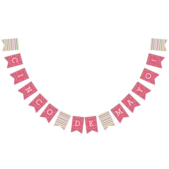 Pink Fiesta Floral Cinco de Mayo Bunting Banner (Alle)