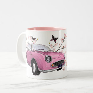 Pink Figaro coffee mug - koffiemok theemok roze Zweifarbige Tasse