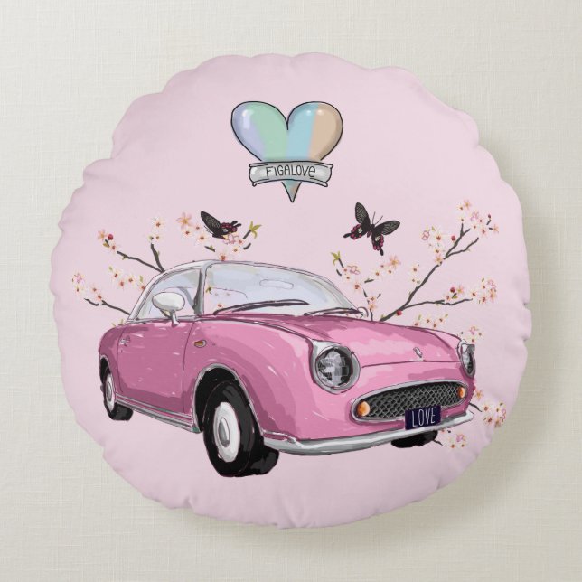 Pink Figaro round pillow - rond kussen Rundes Kissen (Vorderseite)