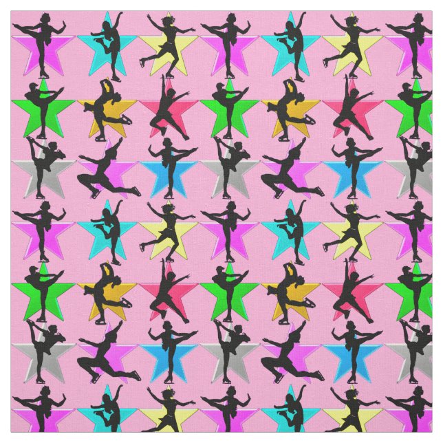 PINK FIGURE SKATEN SUPER STAR FABRIC STOFF (Muster)