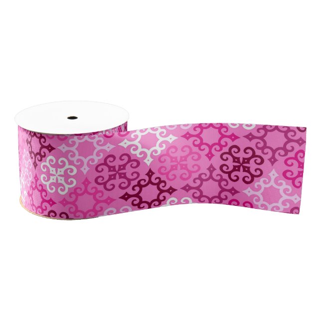Pink Filigree Diamond Pattern  Ripsband (Spule)
