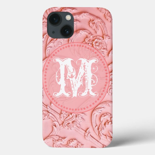 Pink Filigree Holz Carving Monogram IPAD Case (Rückseite)
