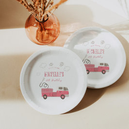 Pink Firetruck Geburtstag Pappteller