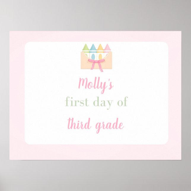 pink first day of school sign poster (Vorne)