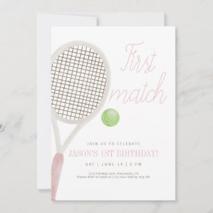 Pink First Match Tennis Geburtstag Einladung