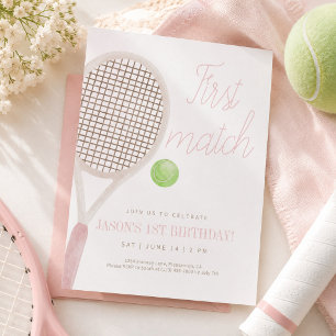 Pink First Match Tennis Geburtstag Einladung