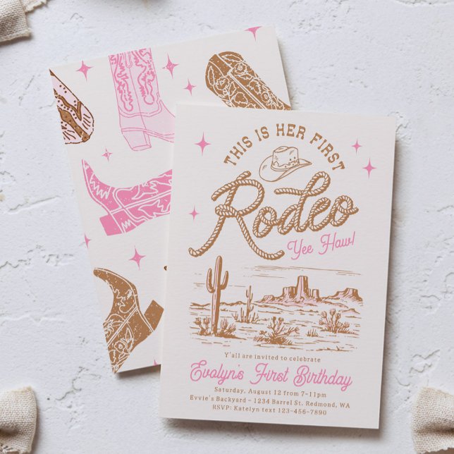 Pink First Rodeo Invitation  Einladung (Von Creator hochgeladen)