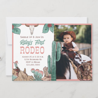 Pink First Rodeo Western Southwestern Cowgirl Einladung