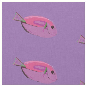 Pink Fish Muster, Fish Art Custom Fabric Stoff